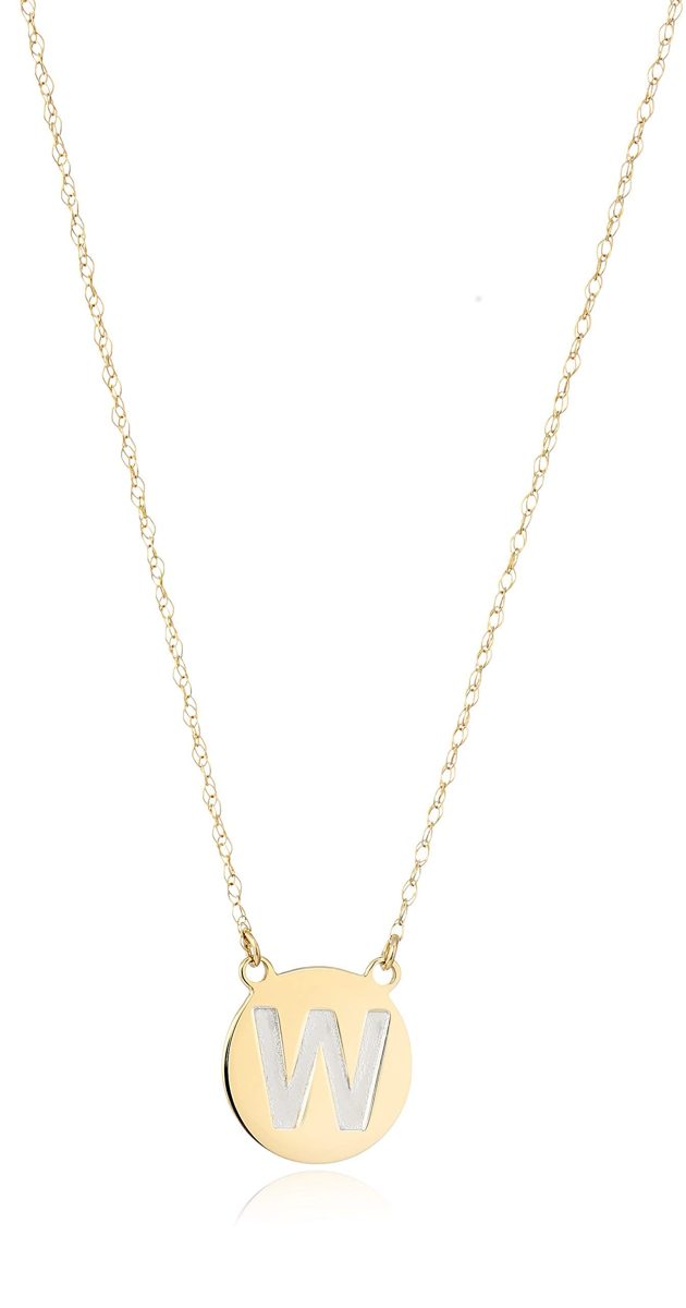 ellie byrd 10k Gold Two Tone Initial "W" Disc Necklace, 18"