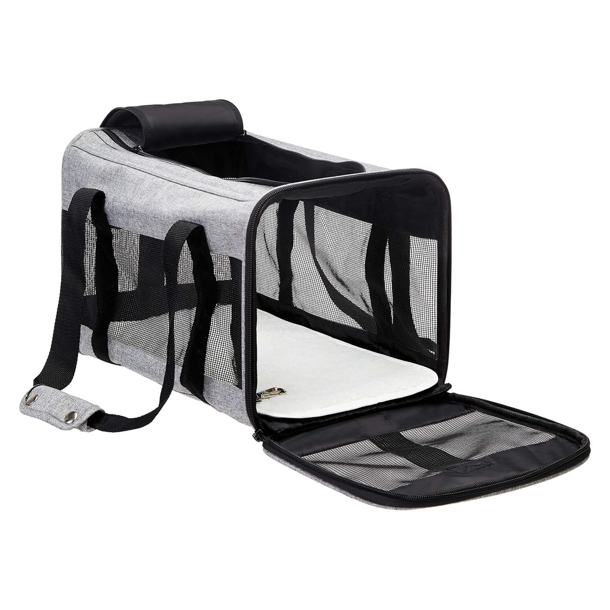 AmazonBasics Soft-Sided Pet Travel Carrier - Grey, Medium