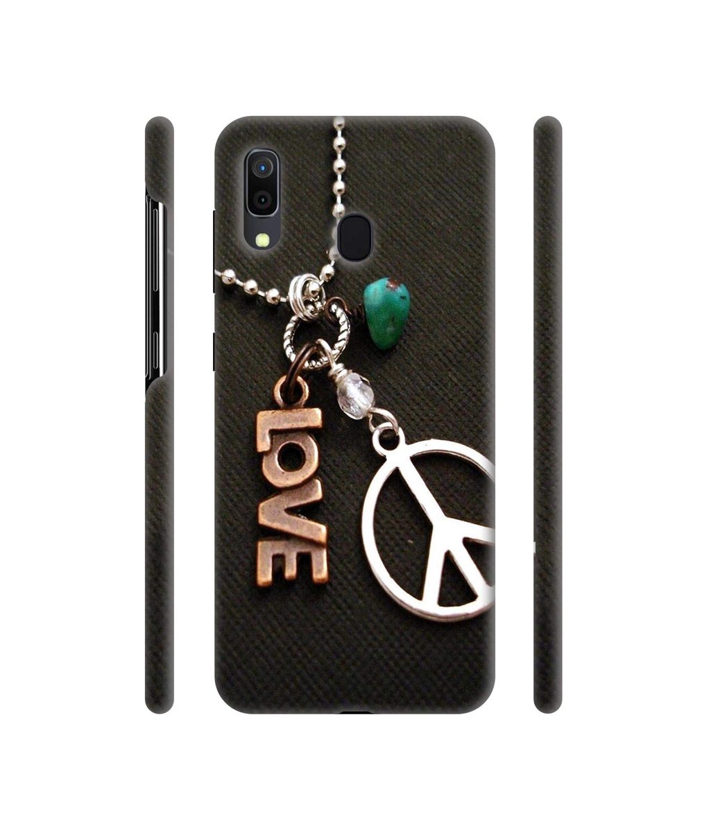 Amazon Brand - Solimo Designer Love and Peace 3D Printed Hard Back Case Mobile Cover for Samsung Galaxy A30