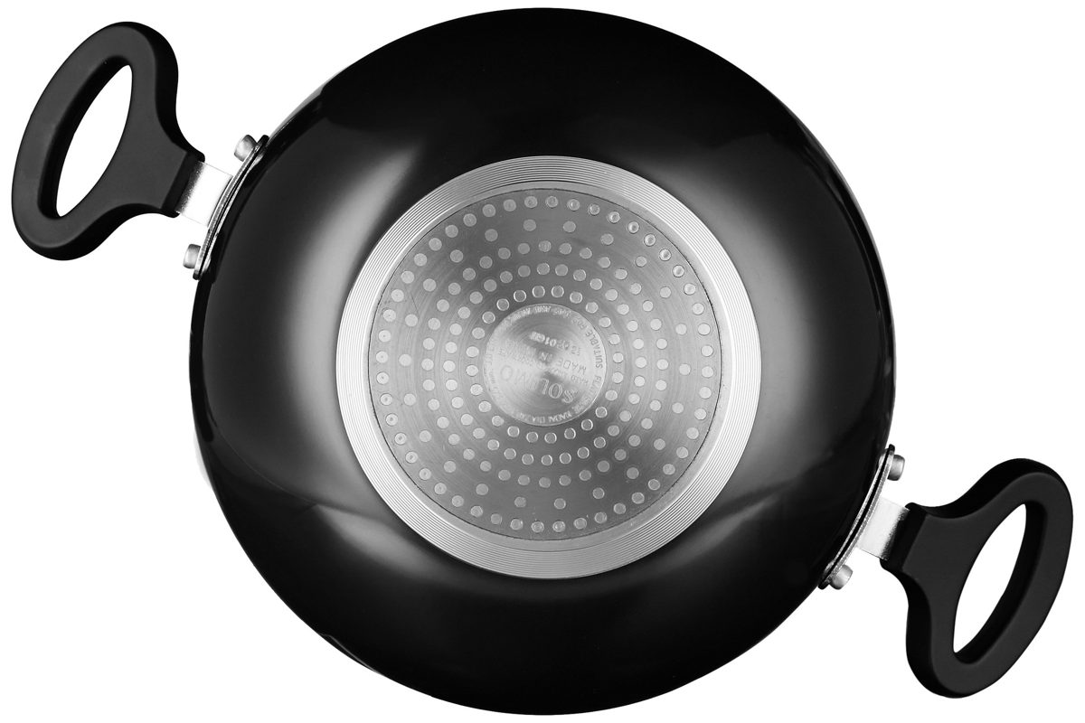 Amazon Brand - Solimo Hard Anodized Kadai with Glass Lid, 20 cm, (Induction and Gas Compatible), Black