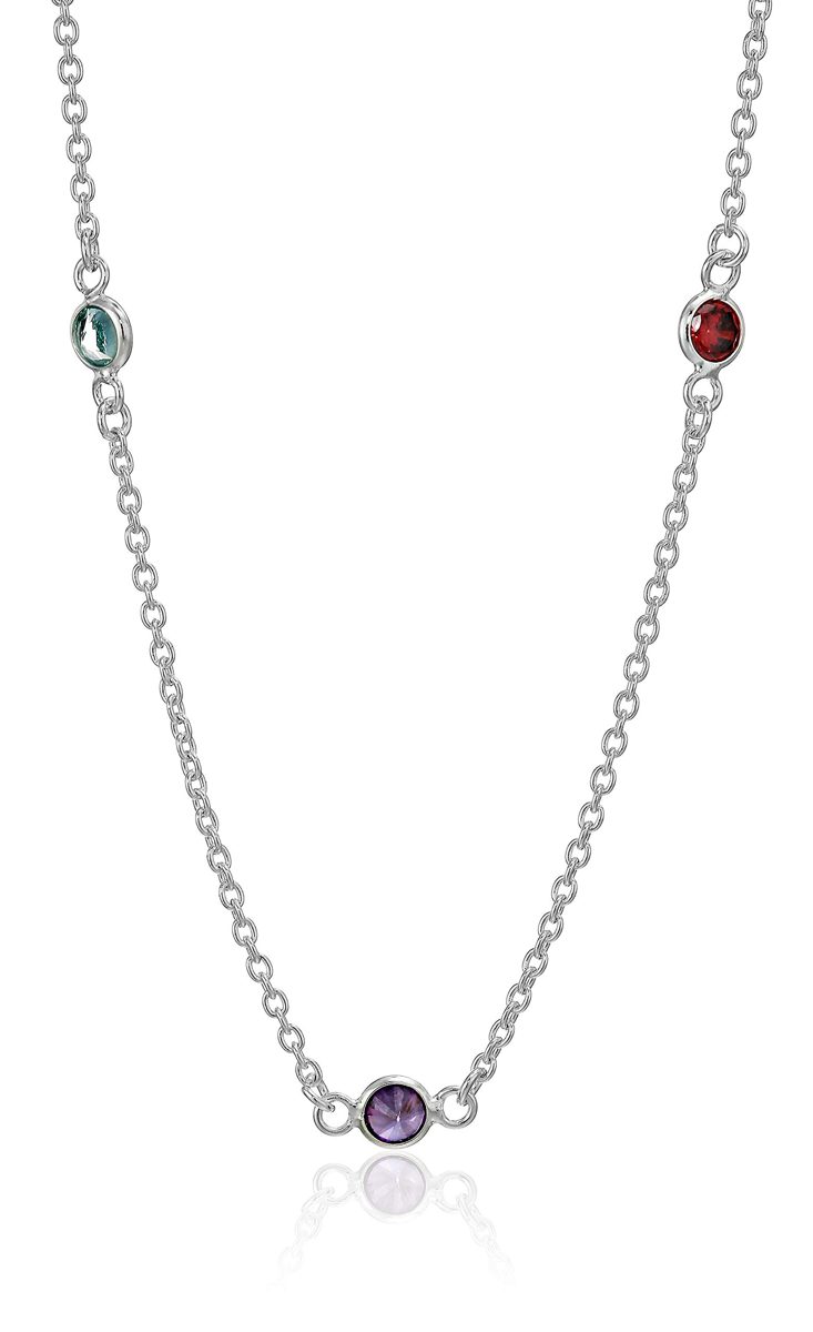 925 Sterling Silver 4.7mm Multi-Color AAA Cubic Zirconia By The Yard Chain Necklace