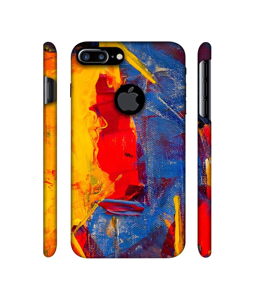 Amazon Brand - Solimo Designer Yellow and Dark Blue Canvas 3D Printed Hard Back Case Mobile Cover for Apple iPhone 7 Plus (Logo Cut)