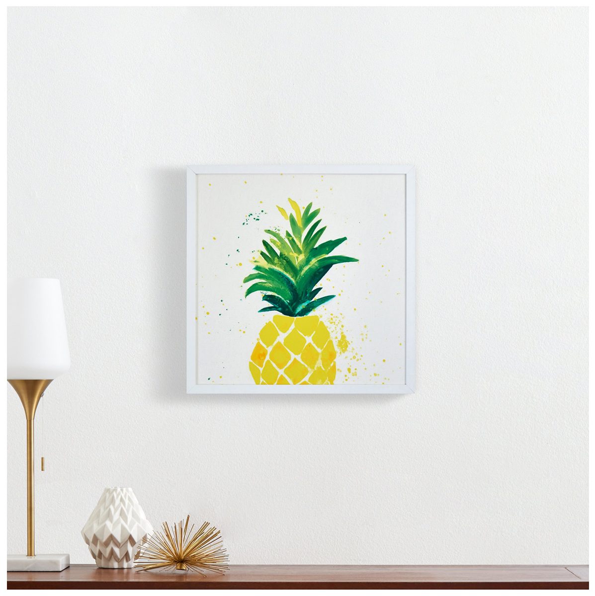 Amazon Brand – Rivet Pineapple Speck Print in White Wood Frame, 20" x 20"