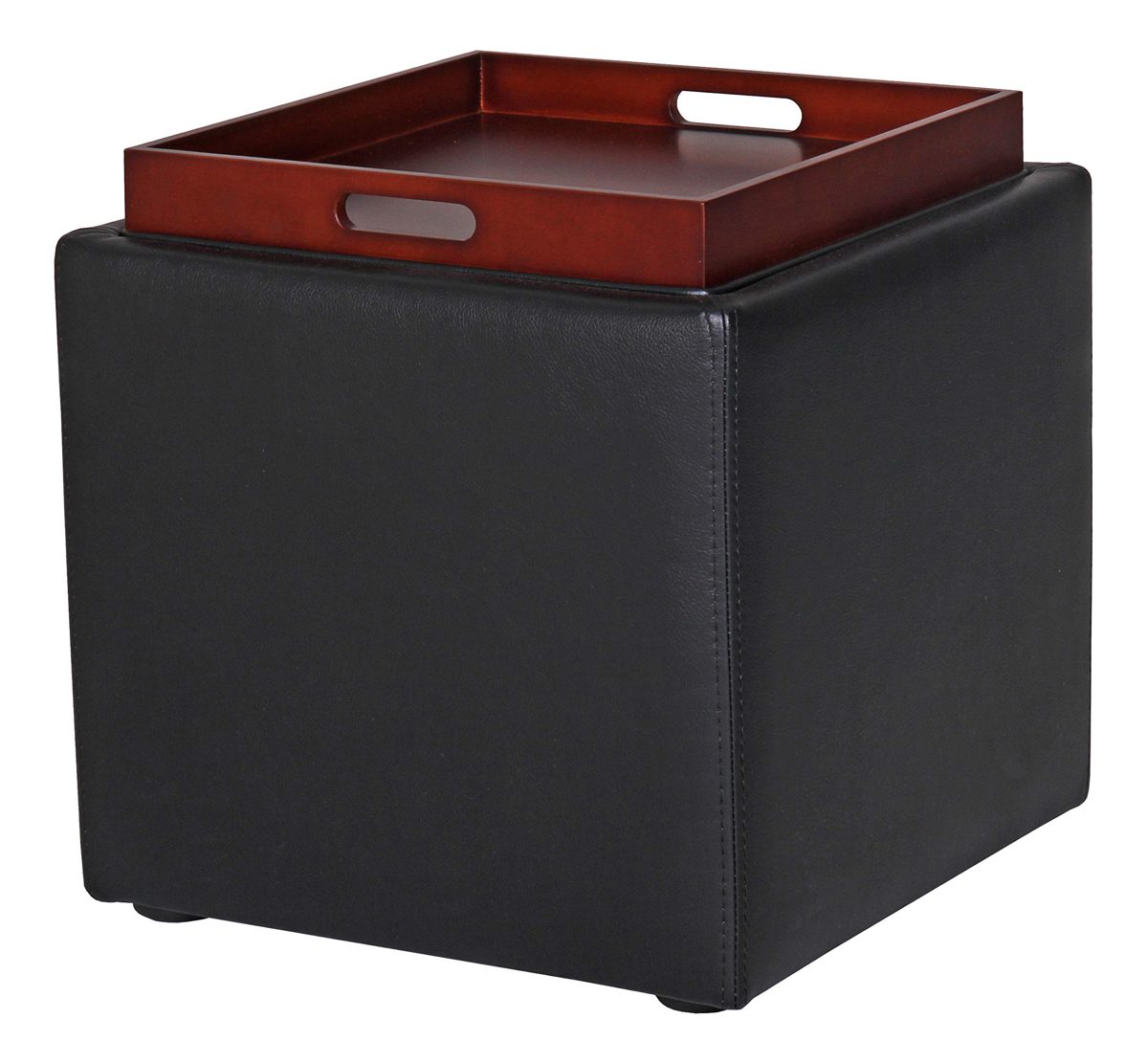 Amazon Brand – Rivet Ross Modern Vegan Faux Leather Lift-Top Storage Ottoman Pouf, 17.7"W, Black