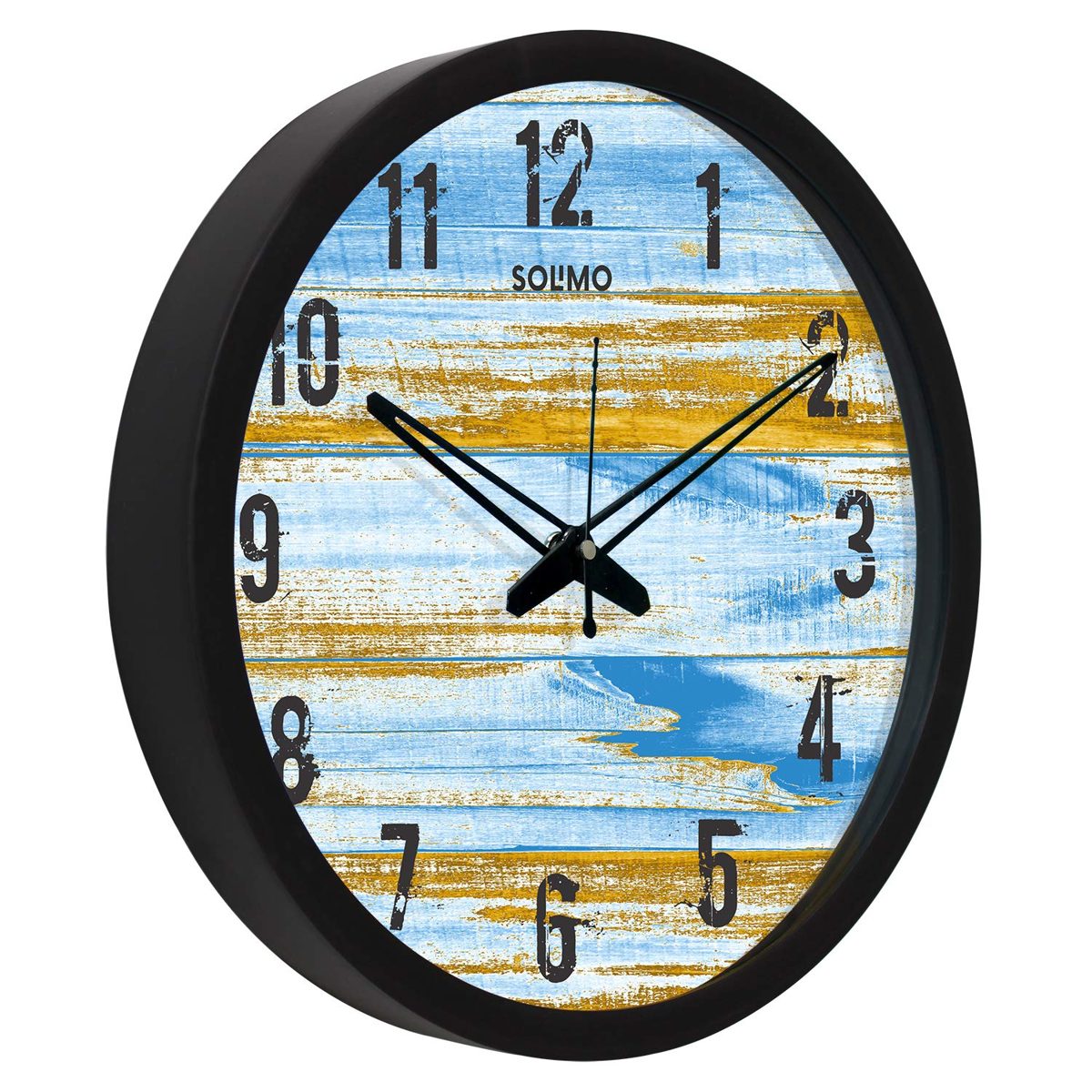 Amazon Brand - Solimo 12-inch Wall Clock - Desginer (Silent Movement, Black Frame), SC-1028