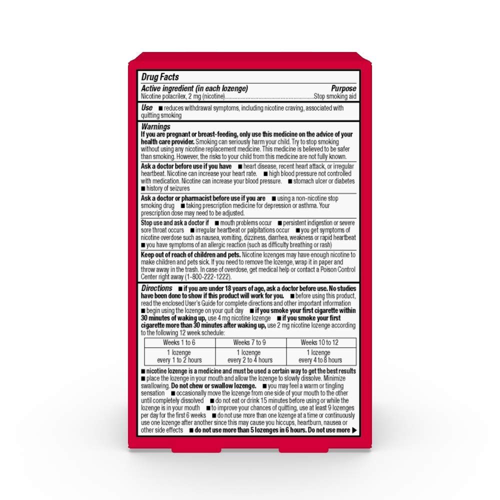 Basic Care Mini Nicotine Polacrilex Lozenge 2 mg (nicotine), Cherry Ice Flavor, Stop Smoking Aid, 27 Count