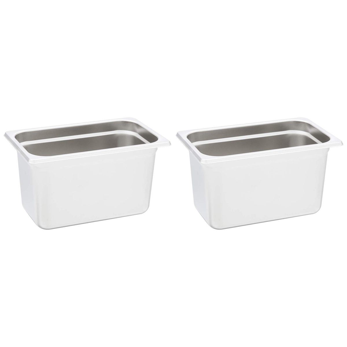 AmazonCommercial 1/4 Size x 6" Deep, Anti-Jam Stainless Steel Steam Table/Hotel Pan, 22 Gauge, Pack of 2