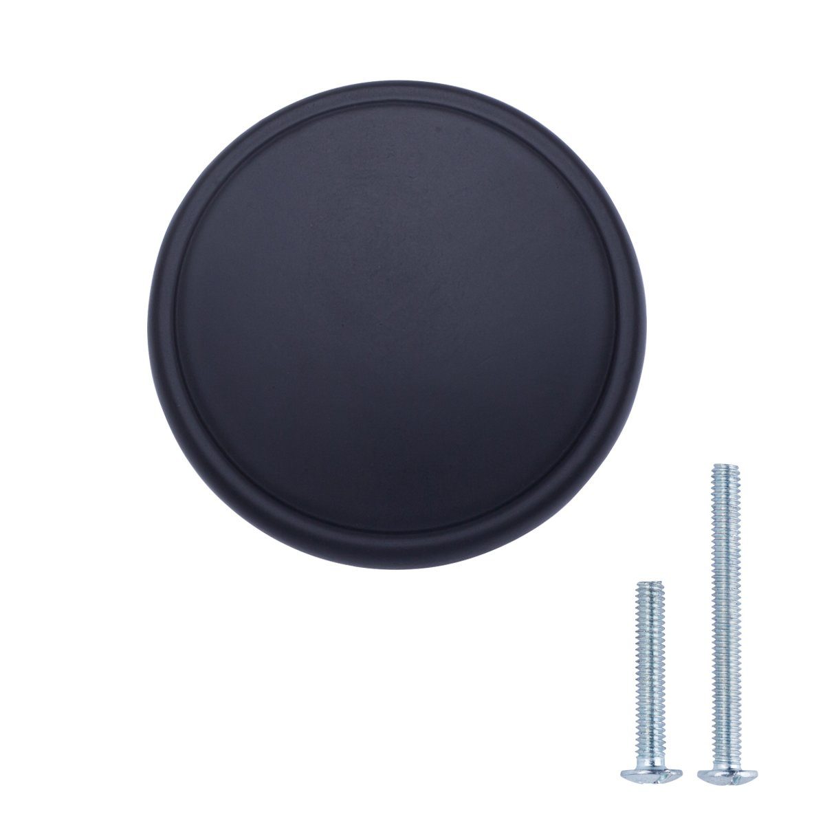 AmazonBasics Modern Wide Top Ring Cabinet Knob, 1.52" Diameter, Flat Black, 25-Pack