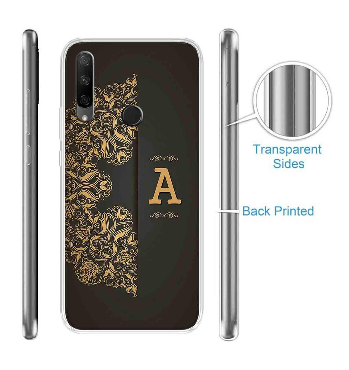 Amazon Brand - Solimo Designer Multicolor Black Pattern Alphabet-A Printed Soft Back Case Mobile Cover for Huawei Honor 9X