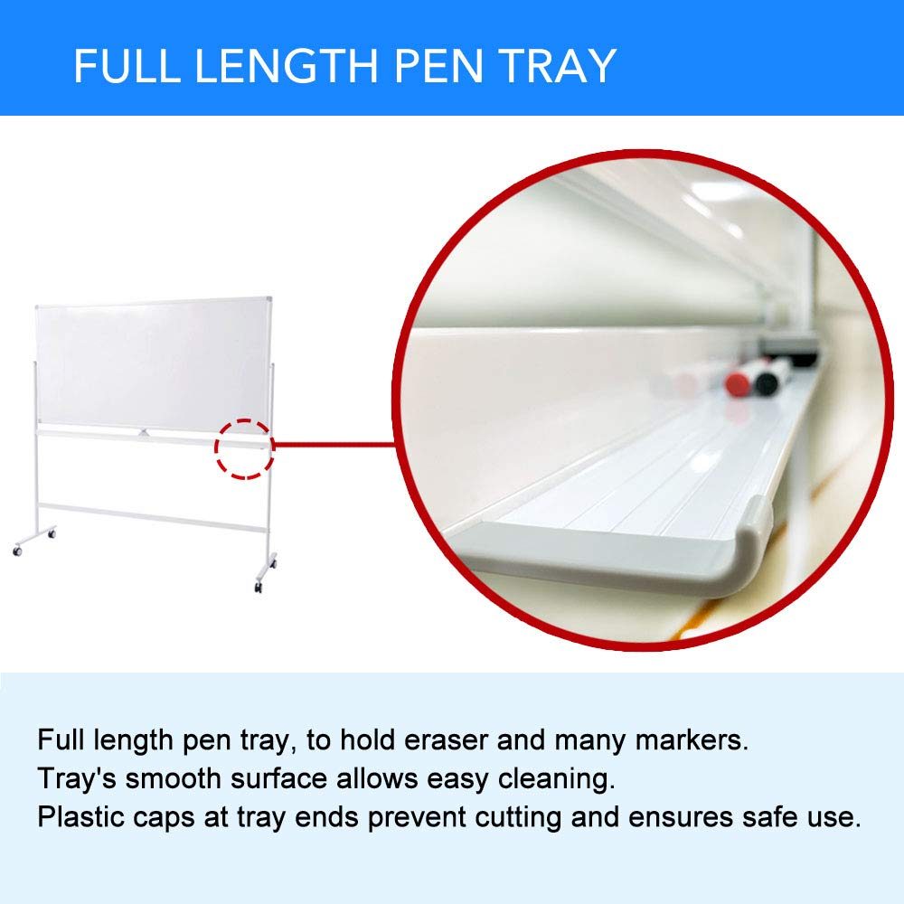 EONO Whiteboard with Rolling Stand, Large 90 x 120cm Mobile Dry Erase Board with Wheels
