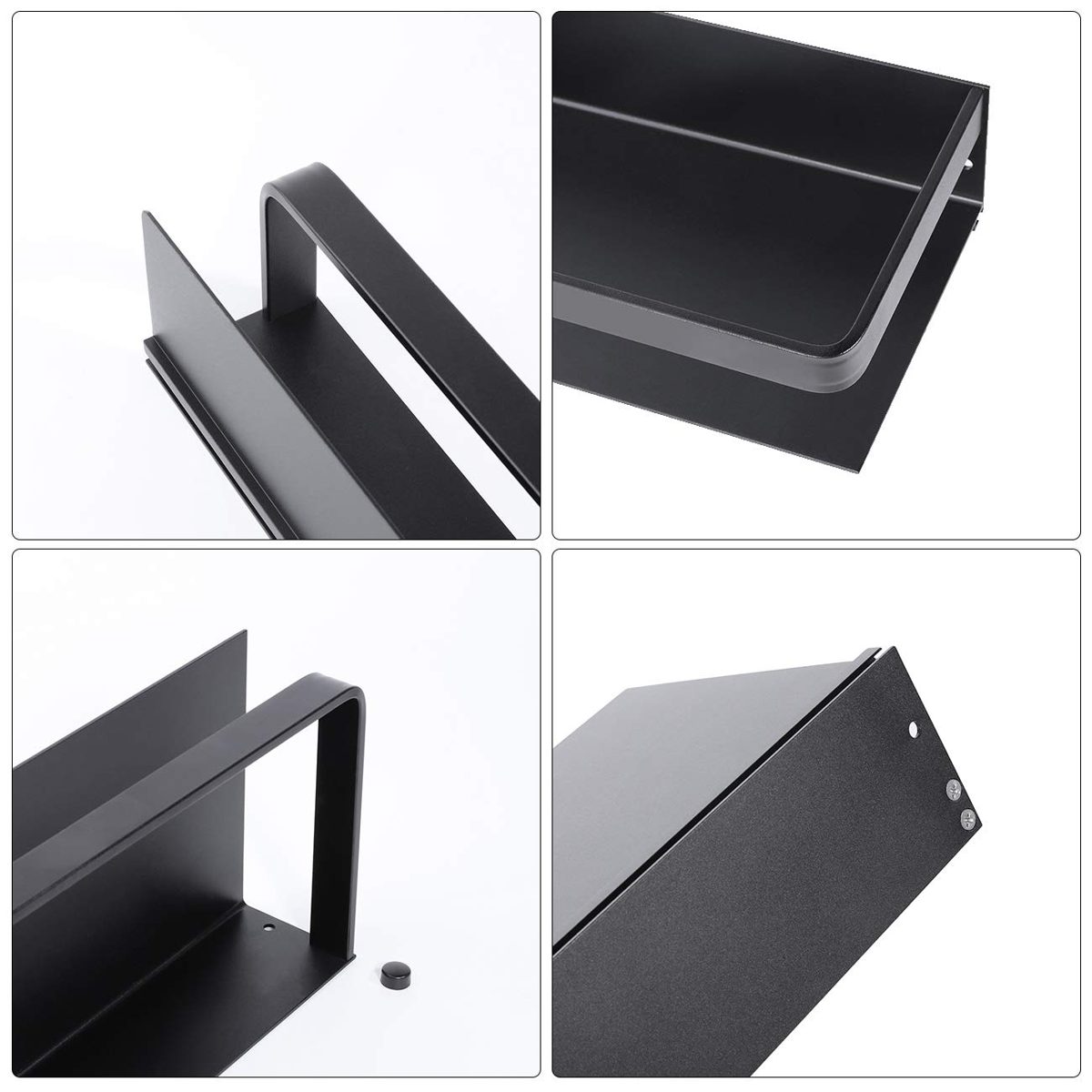 UMI.Bathroom Shelf Aluminum Shower Shelf with Railing No Drill Kitchen Storage Basket Rustproof Wall Mount 12 Inch Anodized Black, BSC409S30DG-BK