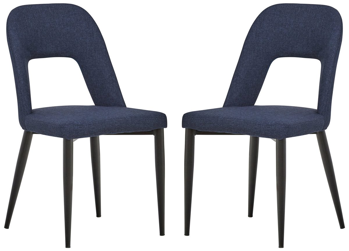 Amazon Brand – Rivet Florence Mid-Century Modern Set of 2 Wide Open-Back Accent Kitchen Dining Room Chairs, 18.8"W, Navy Blue