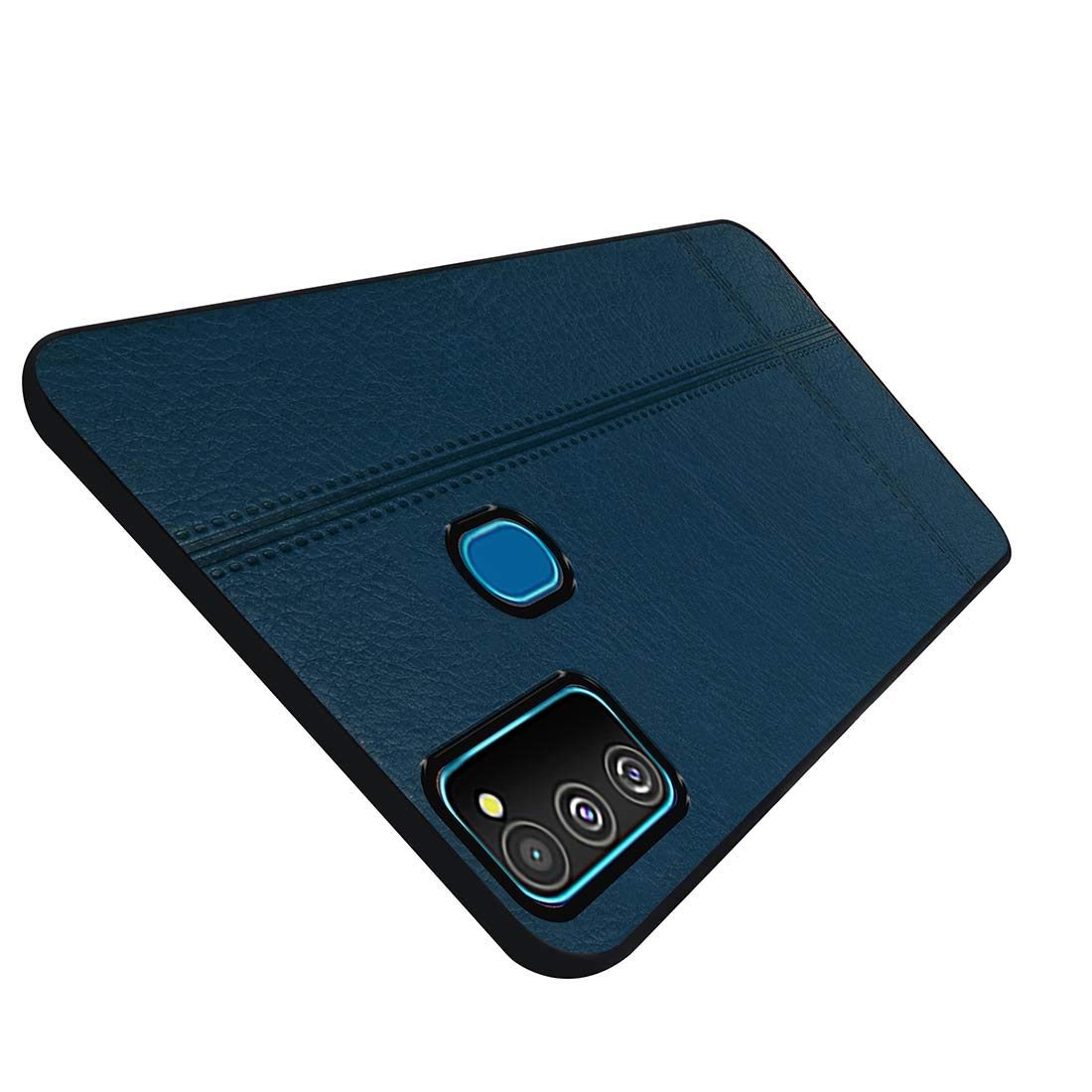 Amazon Brand - Solimo Leather Mobile Cover for (Soft & Flexible Back case), for Samsung Galaxy M21 / M30s (Blue)