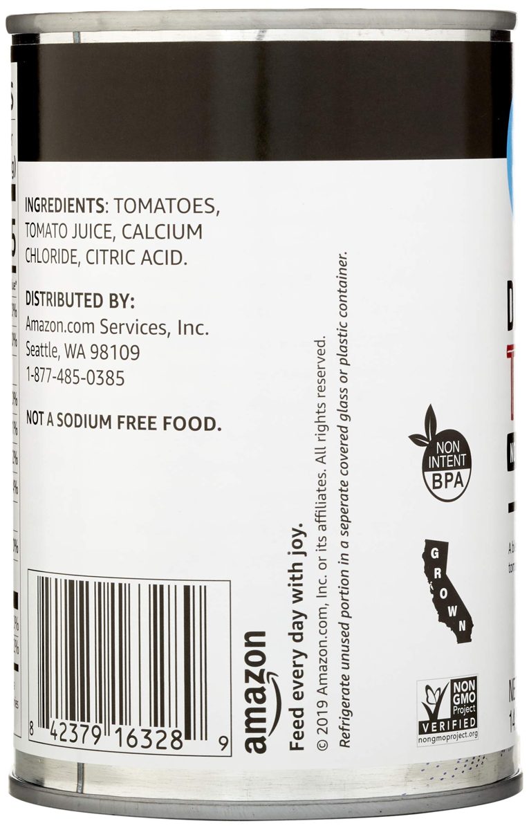 Happy Belly Amazon Brand Tomatoes, Diced No Salt Added, 14.5 Ounce