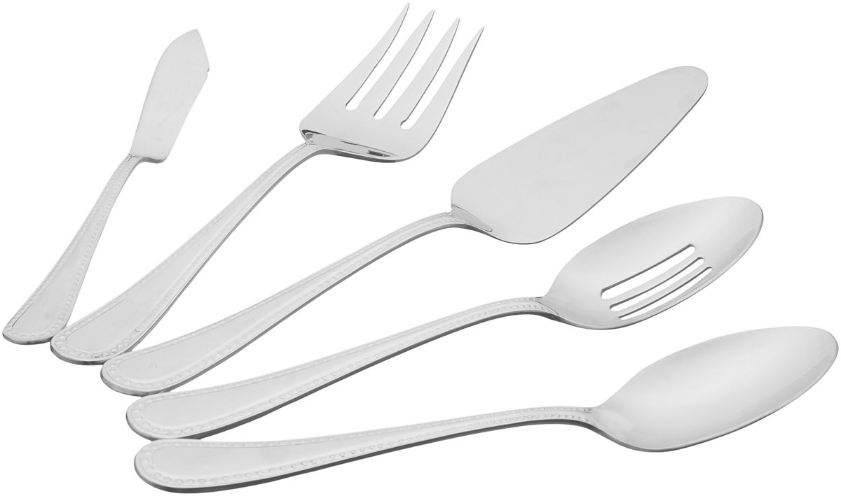 AmazonBasics 5-Piece Stainless Steel Serving Set with Pearled Edge
