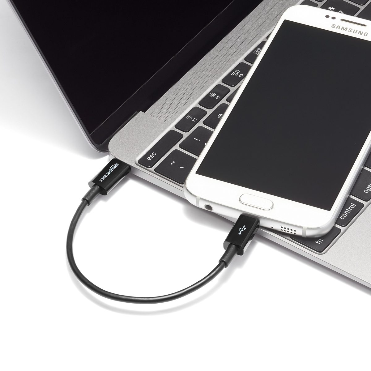 Amazon Basics USB Type-C to Micro-B 2.0 Cable - 15.2 cm - Black