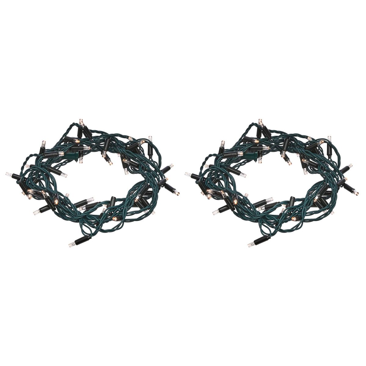 AmazonBasics LED Commercial Grade Indoor/Outdoor Christmas String Lights with Green Rope, Warm White with 50 LEDs, 16-Foot, 2-Pack