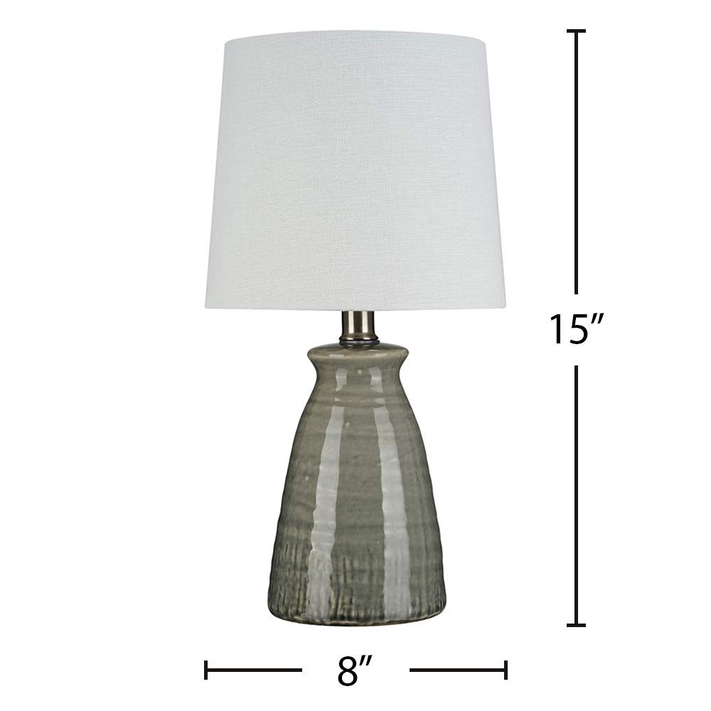 Amazon Brand – Stone & Beam Table Lamp with Textured Ceramic Base and LED Light Bulb - 15 Inch, Crackle Gray