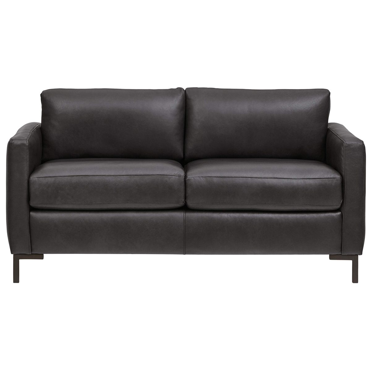 Amazon Brand – Rivet Edgewest Modern Loveseat, Leather, 65"W, Charcoal
