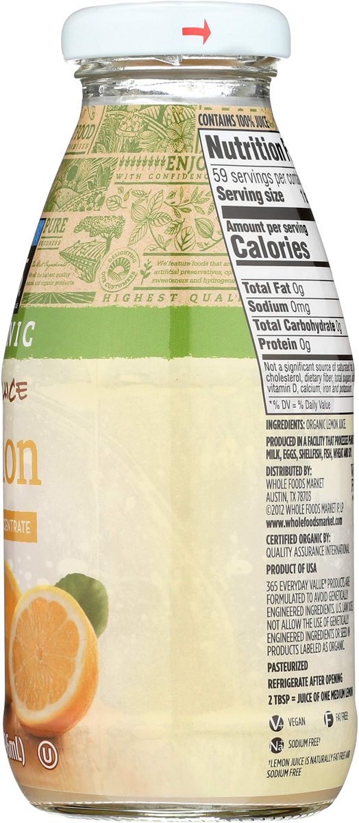 365 EVERYDAY VALUE Organic Lemon Juice, 10 FZ