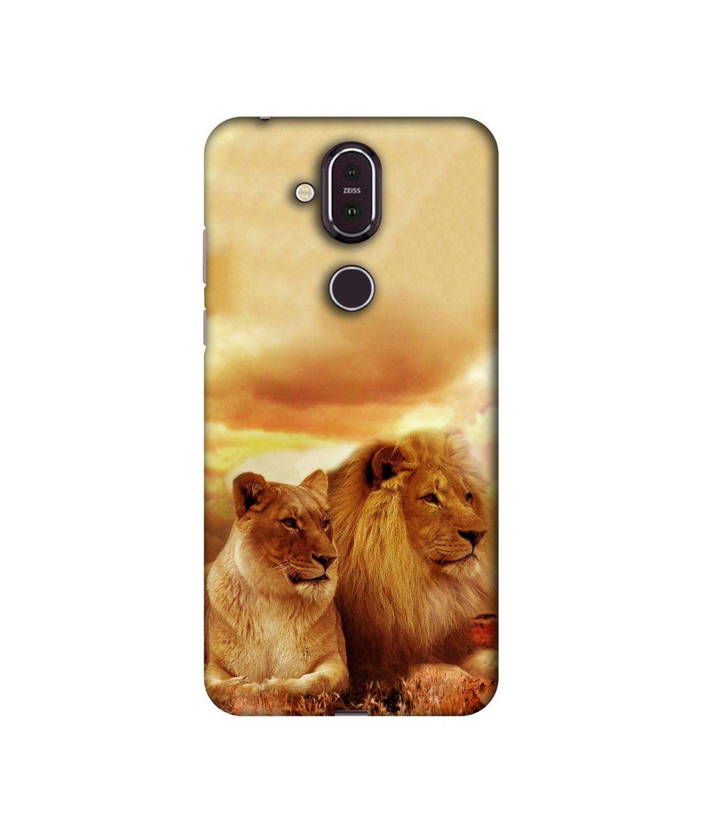 Amazon Brand - Solimo Designer Lion with Lioness 3D Printed Hard Back Case Mobile Cover for Nokia 8.1