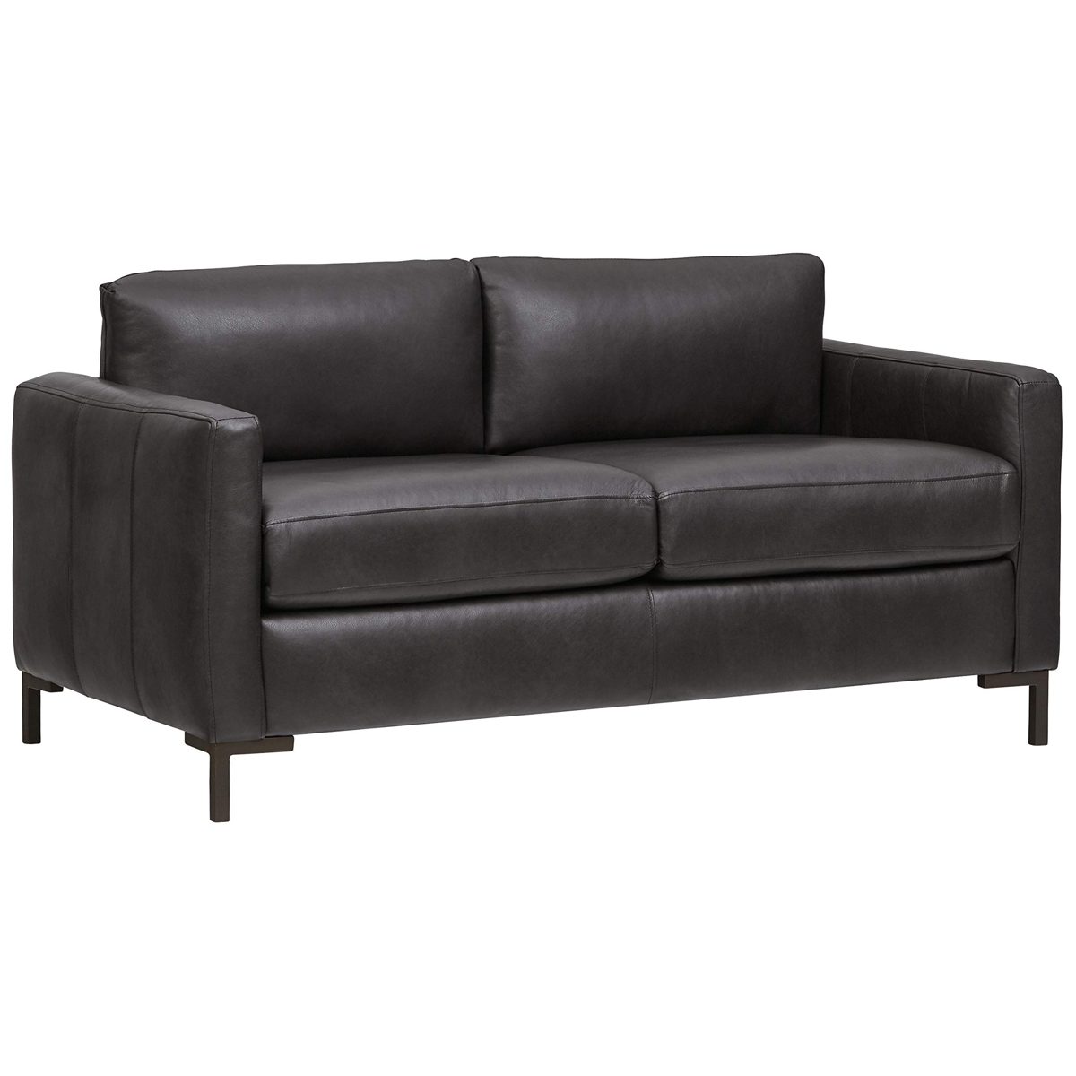 Amazon Brand – Rivet Edgewest Modern Loveseat, Leather, 65"W, Charcoal