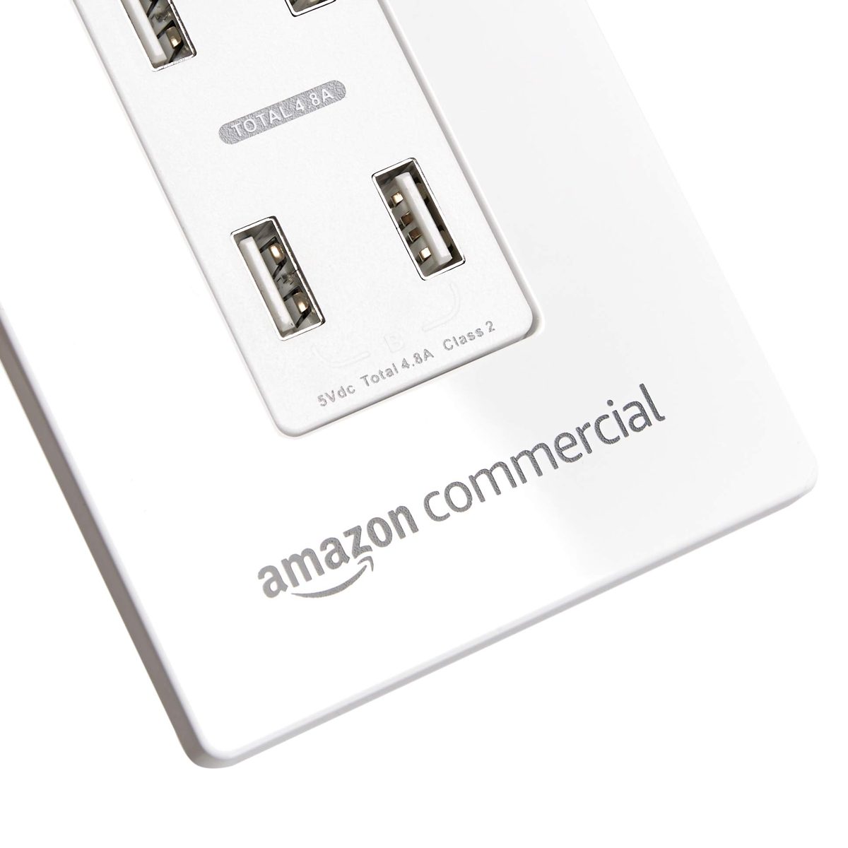 Amazoncommercial In Wall USB Charger, 4 USB Charger (Total 4.8A), with Snap-on Wallplate, 6-Pack