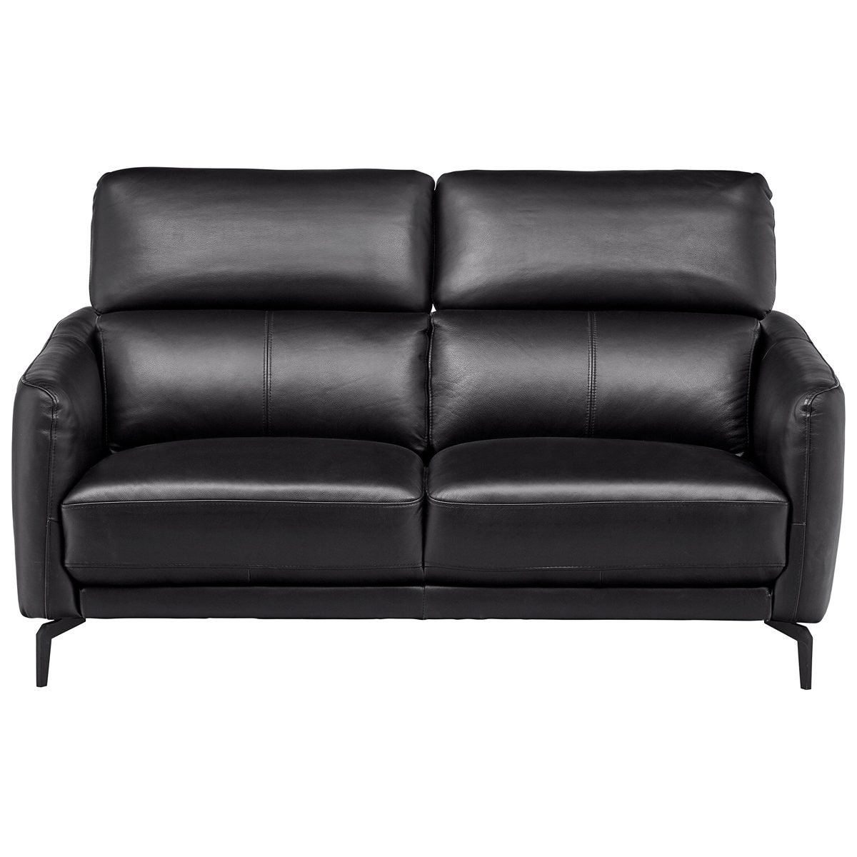 Amazon Brand – Rivet Kaden Mid-Century Modern Adjustable Headrest Leather Loveseat Sofa, 61.8"W, Black Leather