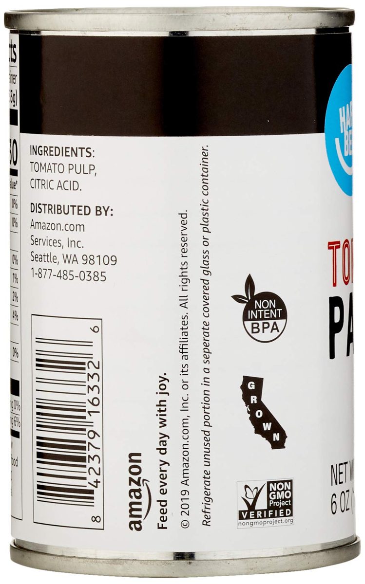 Amazon Brand - Happy Belly Tomato Paste, 6 Ounce