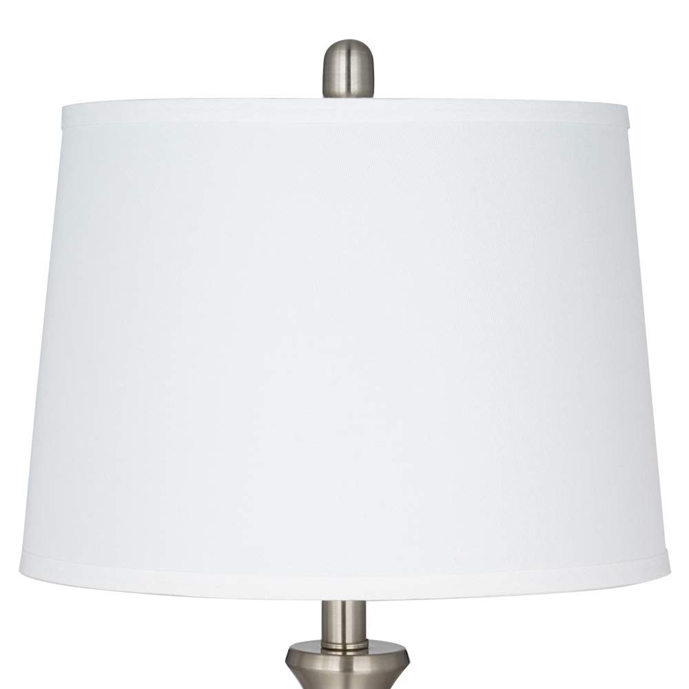 Amazon Brand – Ravenna Home Classic Traditional Metallic Table Lamp with LED Light Bulb, 28.25"H, Brushed Nickel