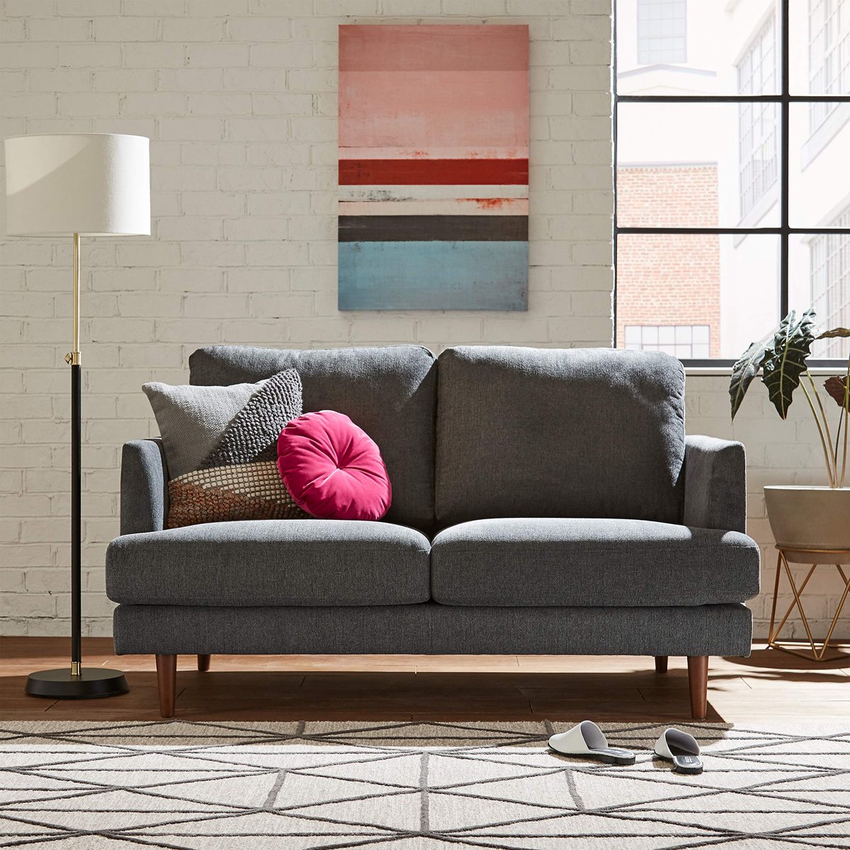 Amazon Brand – Rivet Goodwin Modern Loveseat Sofa, 61.8"W, Charcoal Grey