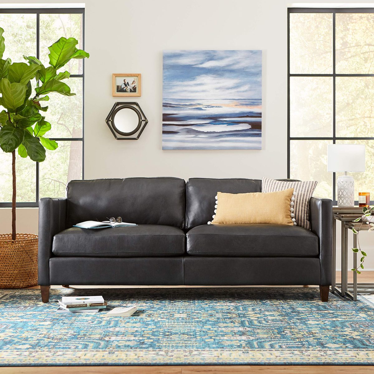 Amazon Brand – Stone & Beam Andover Studio Sofa Couch, 78"W, Charcoal Leather