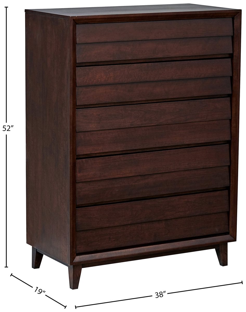 Amazon Brand – Rivet Ventura Mid-Century Louvered Chest of Drawers, 38"W, Brown