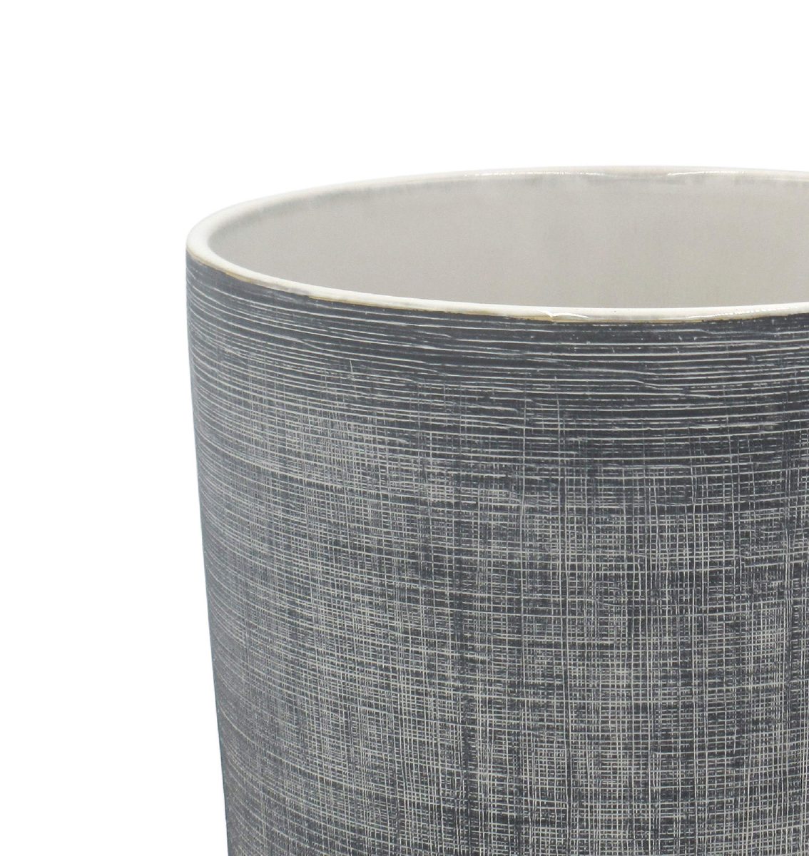 Amazon Brand – Stone & Beam Mid-Century 100% Stoneware Planter, 7.87"H, Distressed Black