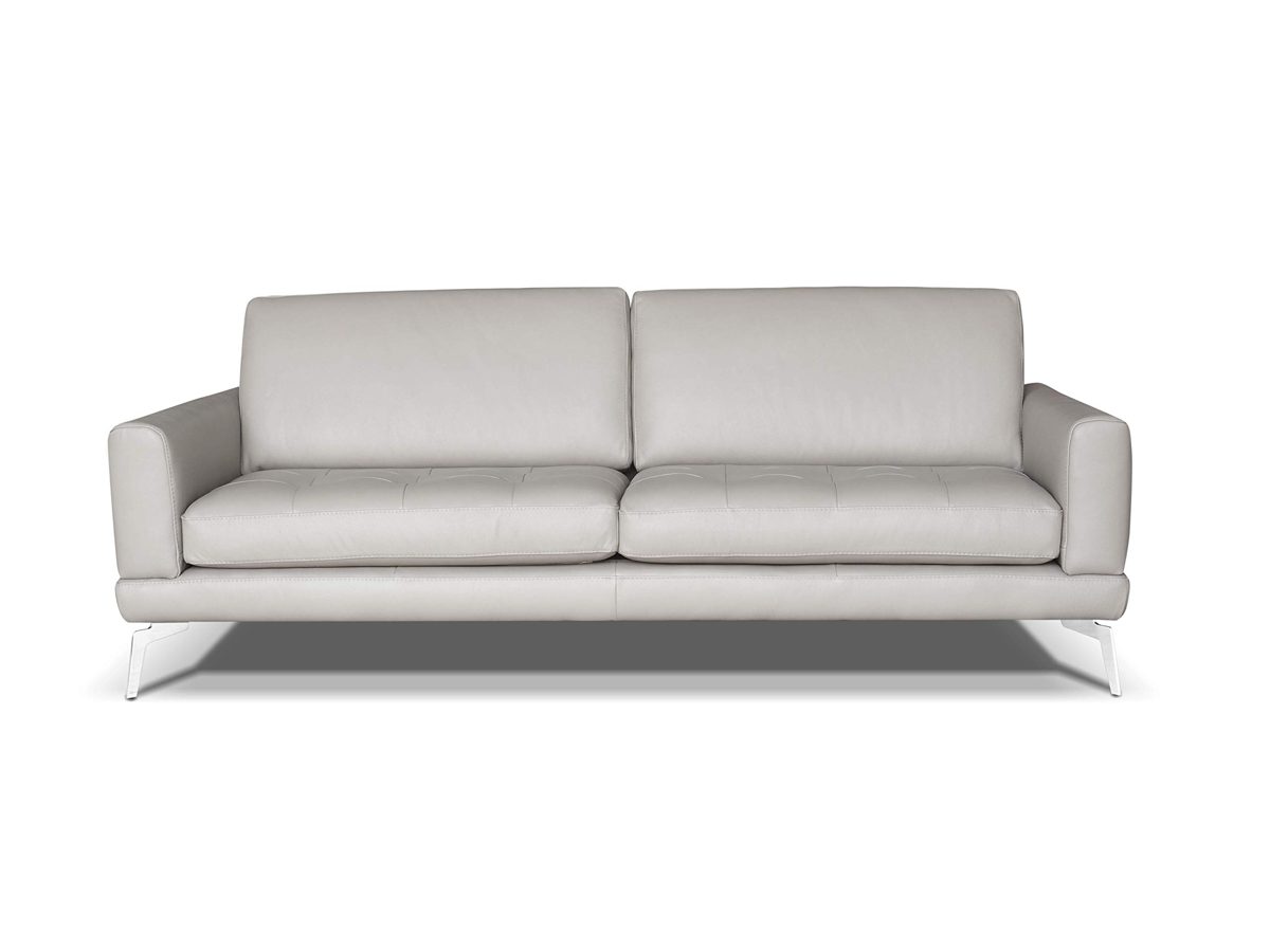 Amazon Brand - Alkove Modena Hand-Crafted Leather Sofa, 3 Seater Plus, 100 x 217 x 82cm, Mineral
