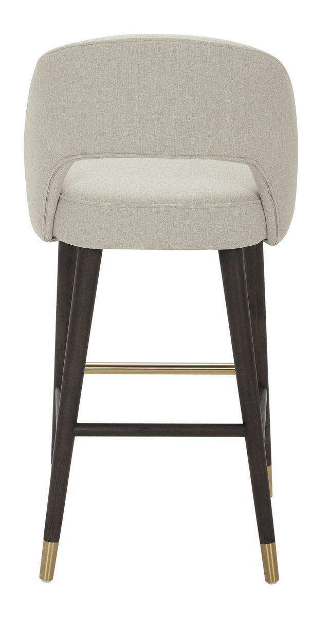 Amazon Brand – Rivet Whit Contemporary Upholstered Bar Stool with Gold Accents, 41"H, Chalk White