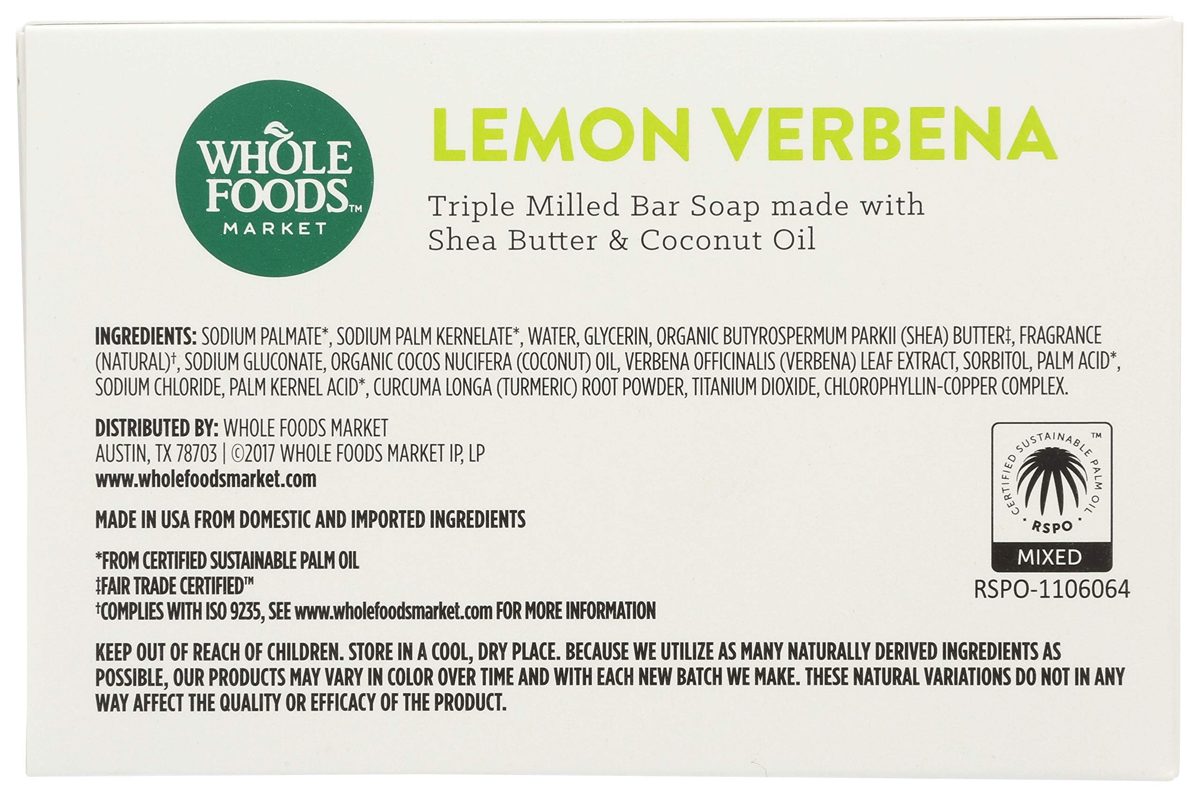 Whole Foods Market, Triple Milled Soap, Lemon Verbena, 6 oz