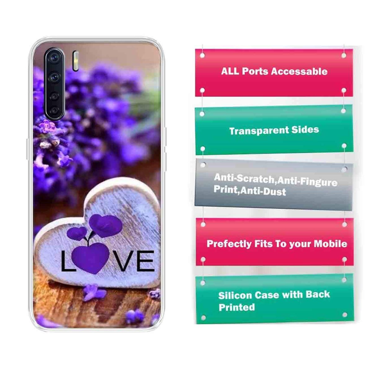 Amazon Brand - Solimo Designer Multicolor Floral Bluebell Love Printed Soft Back Case Mobile Cover for Oppo F15