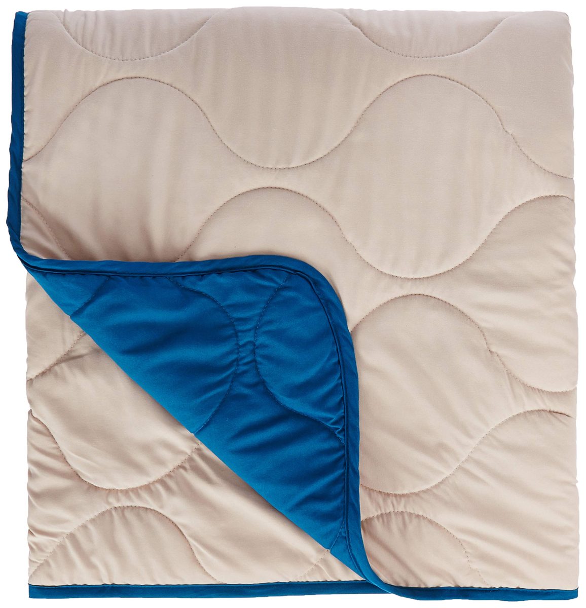 Amazon Brand - Solimo Microfibre Reversible Quilt Blanket, Double, 120 GSM, Sandy Beige and Deep Teal