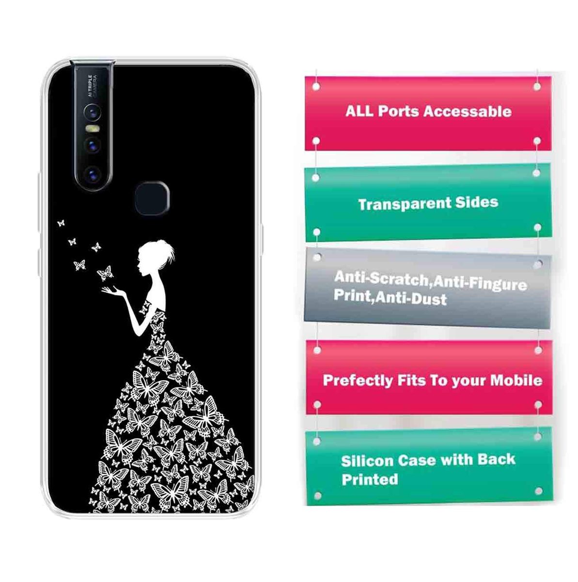 Amazon Brand - Solimo Designer Multicolor Girl Design Printed Soft Back Case Mobile Cover for Vivo V15