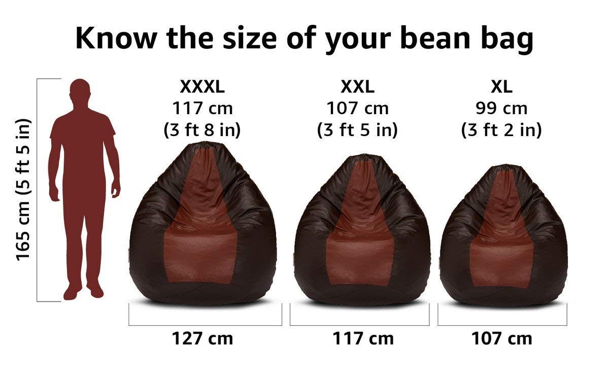 Amazon Brand - Solimo XXL Bean Bag Cover Without Beans (Brown and Tan)