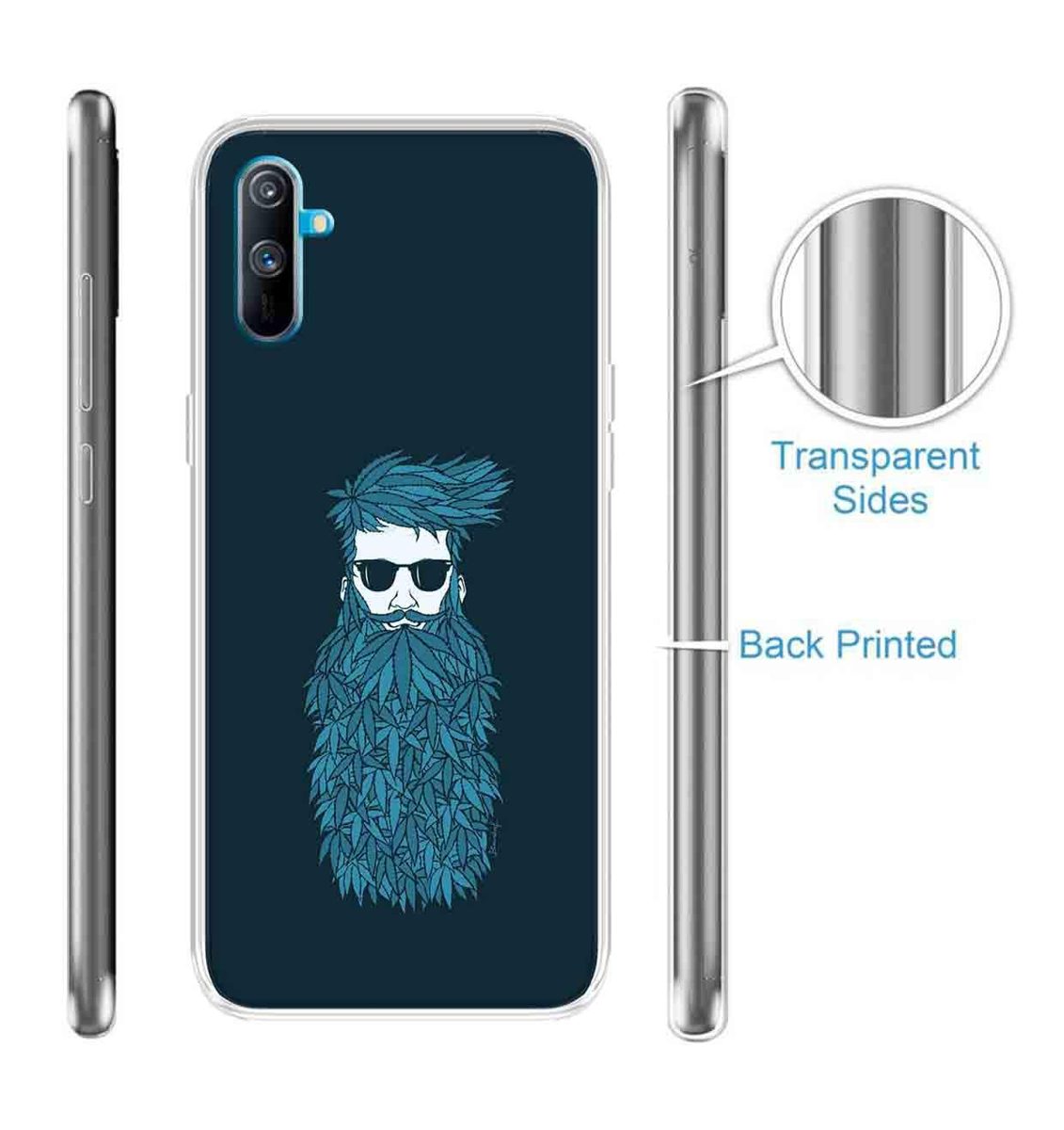 Amazon Brand - Solimo Designer Multicolor Beard Man Teal Printed Soft Back Case Mobile Cover for Realme C3