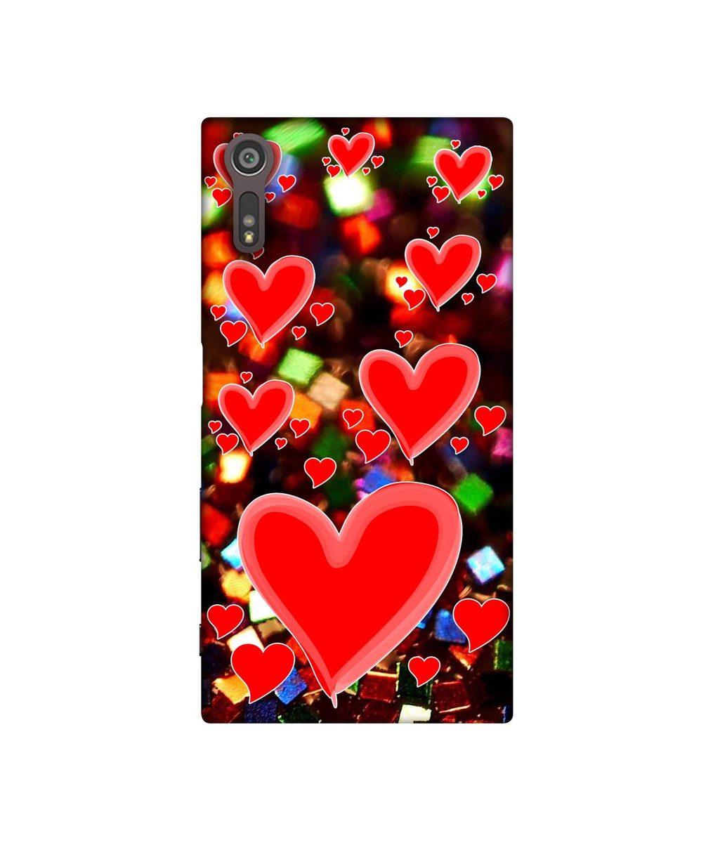 Amazon Brand - Solimo Designer Heart Texture on Glitters 3D Printed Hard Back Case Mobile Cover for Sony Xperia XZ Dual
