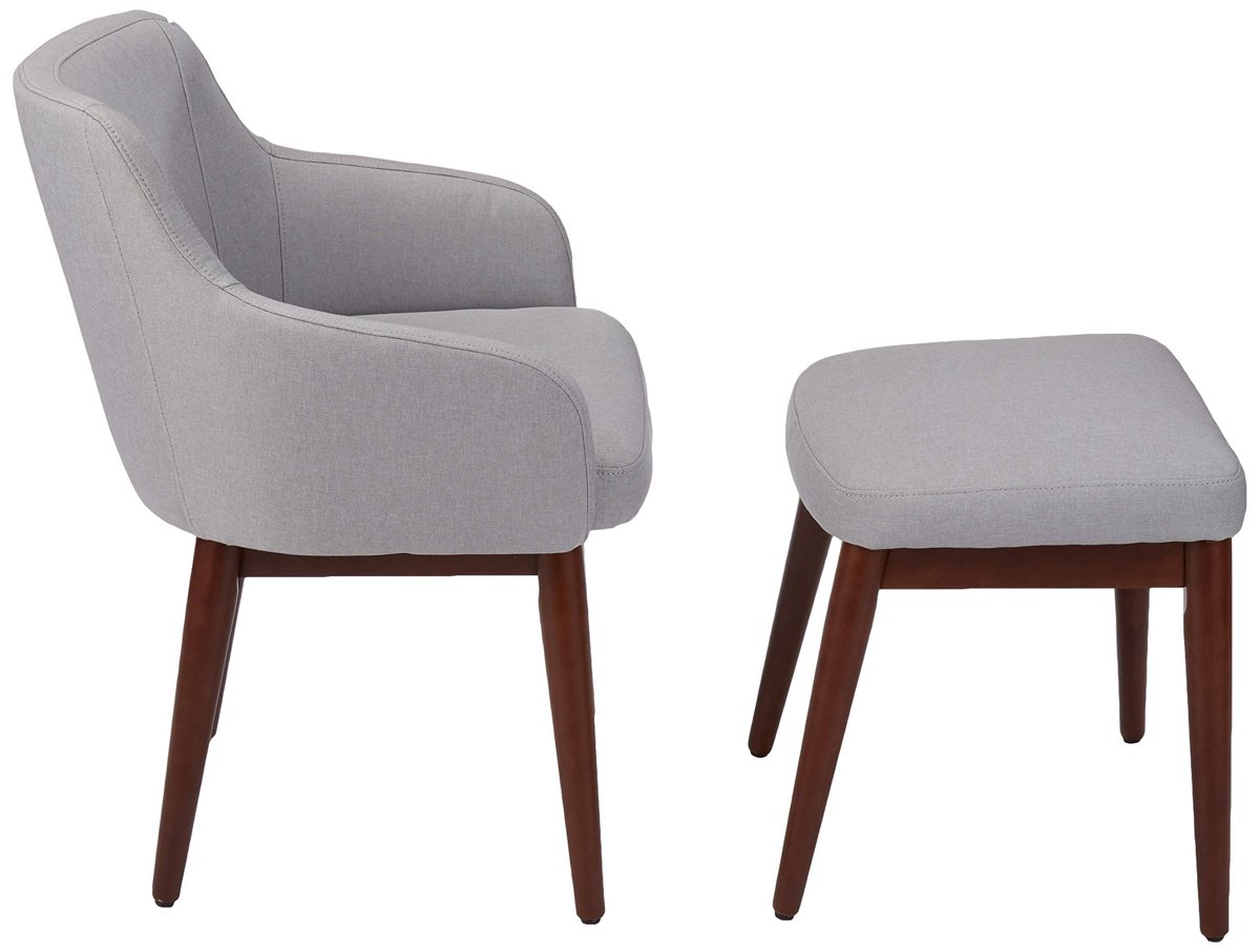 AmazonBasics Modern Curved Back Accent Chair with Ottoman, Grey