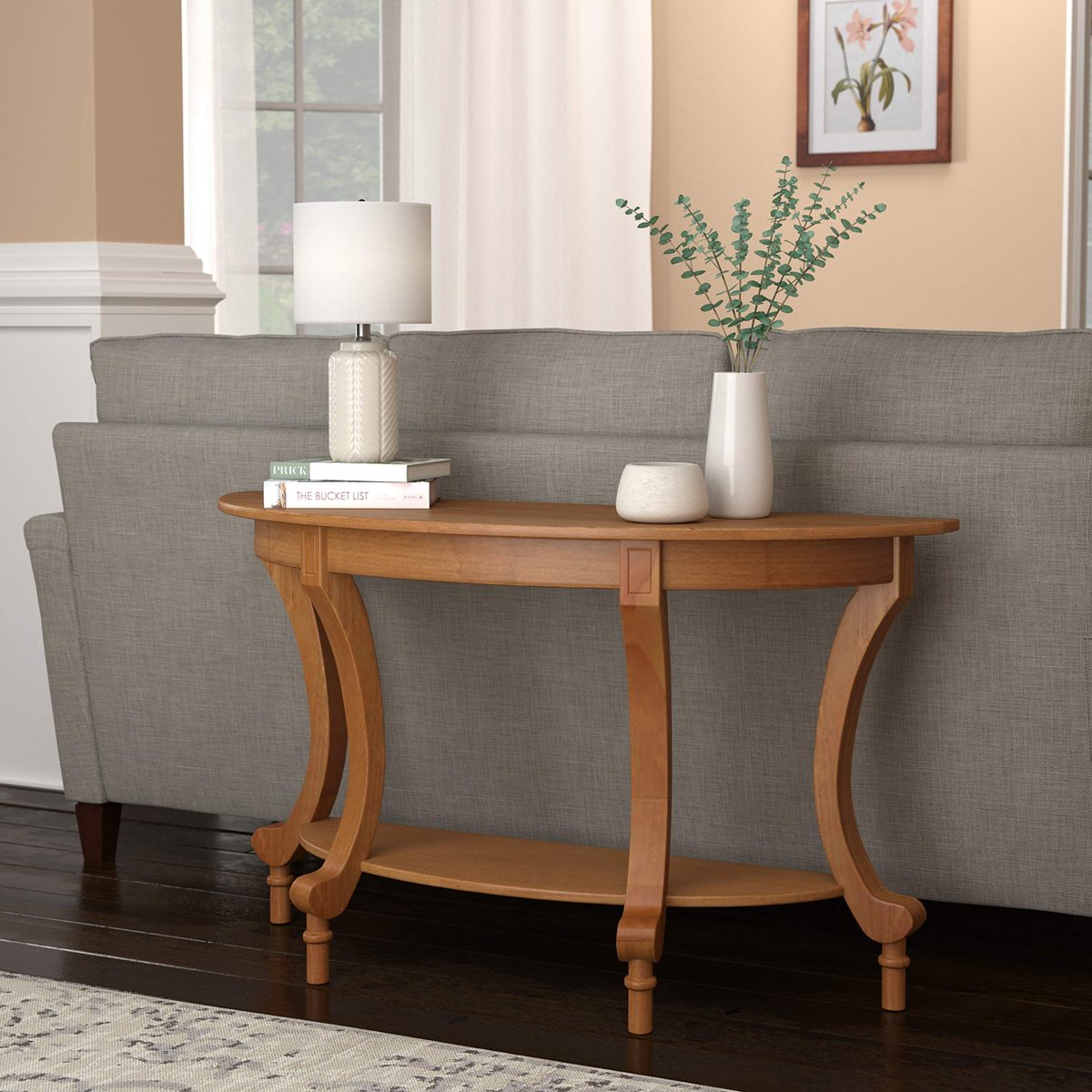Amazon Brand – Ravenna Home Traditional Solid Pine End Table, 28'' H, Oak Finish
