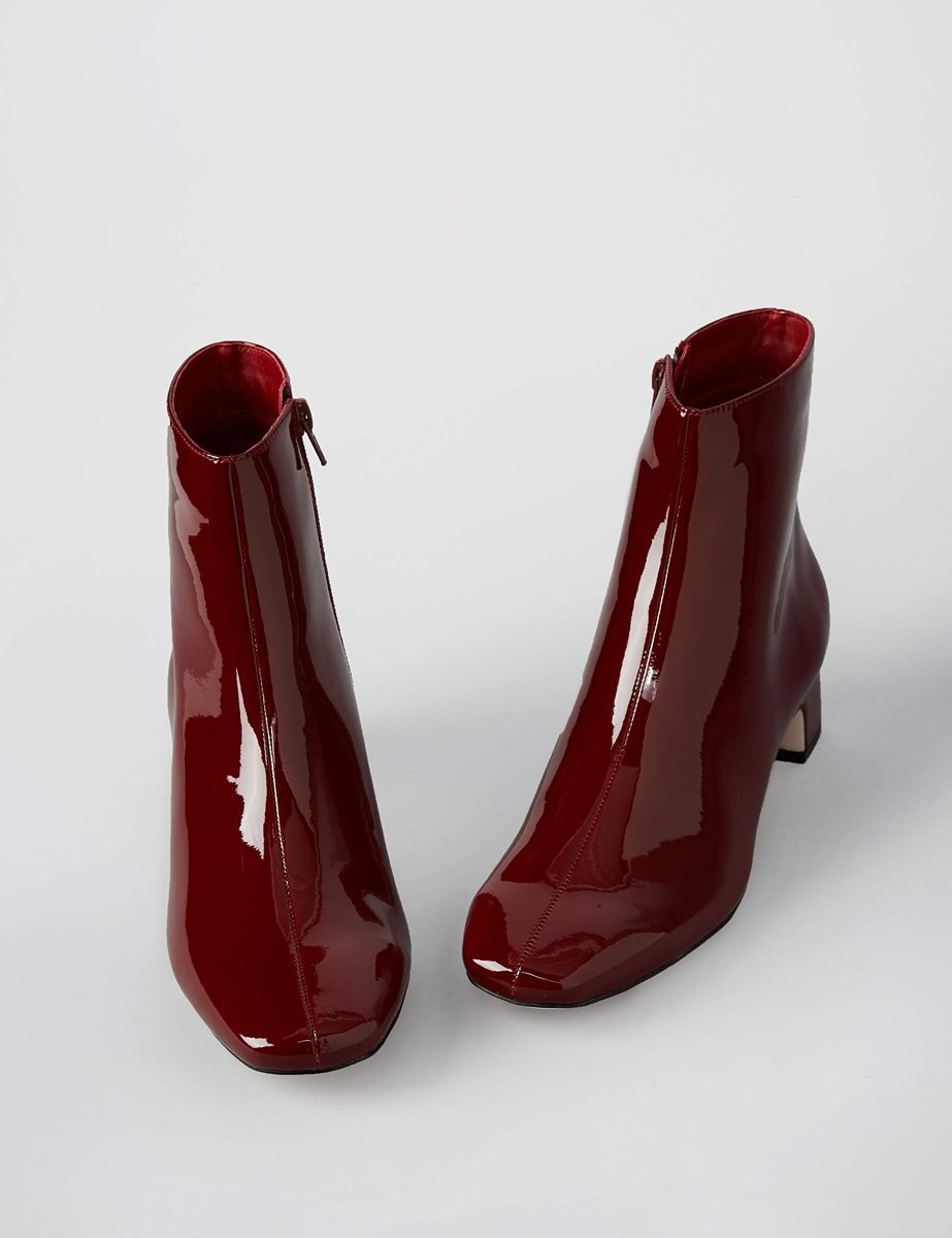 Amazon Brand - find. Block Heel Square Toe, Damen Stiefeletten, Rot (BURGUNDY BURGUNDY), (US 7.5)