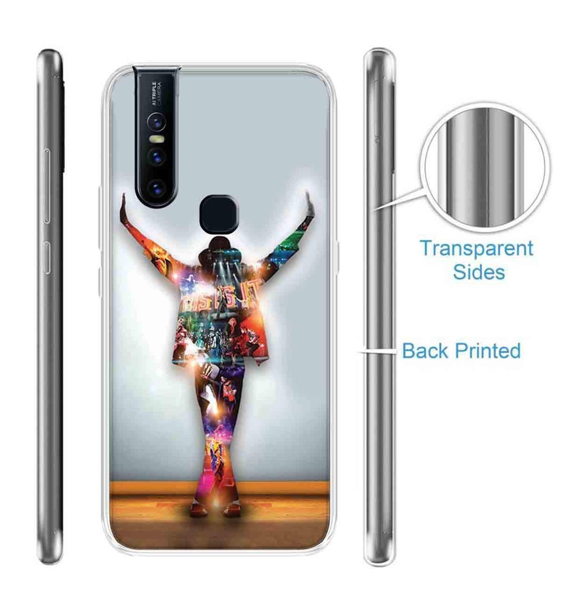 Amazon Brand - Solimo Designer Multicolor Michael Jackson Dance Printed Soft Back Case Mobile Cover for Vivo V15