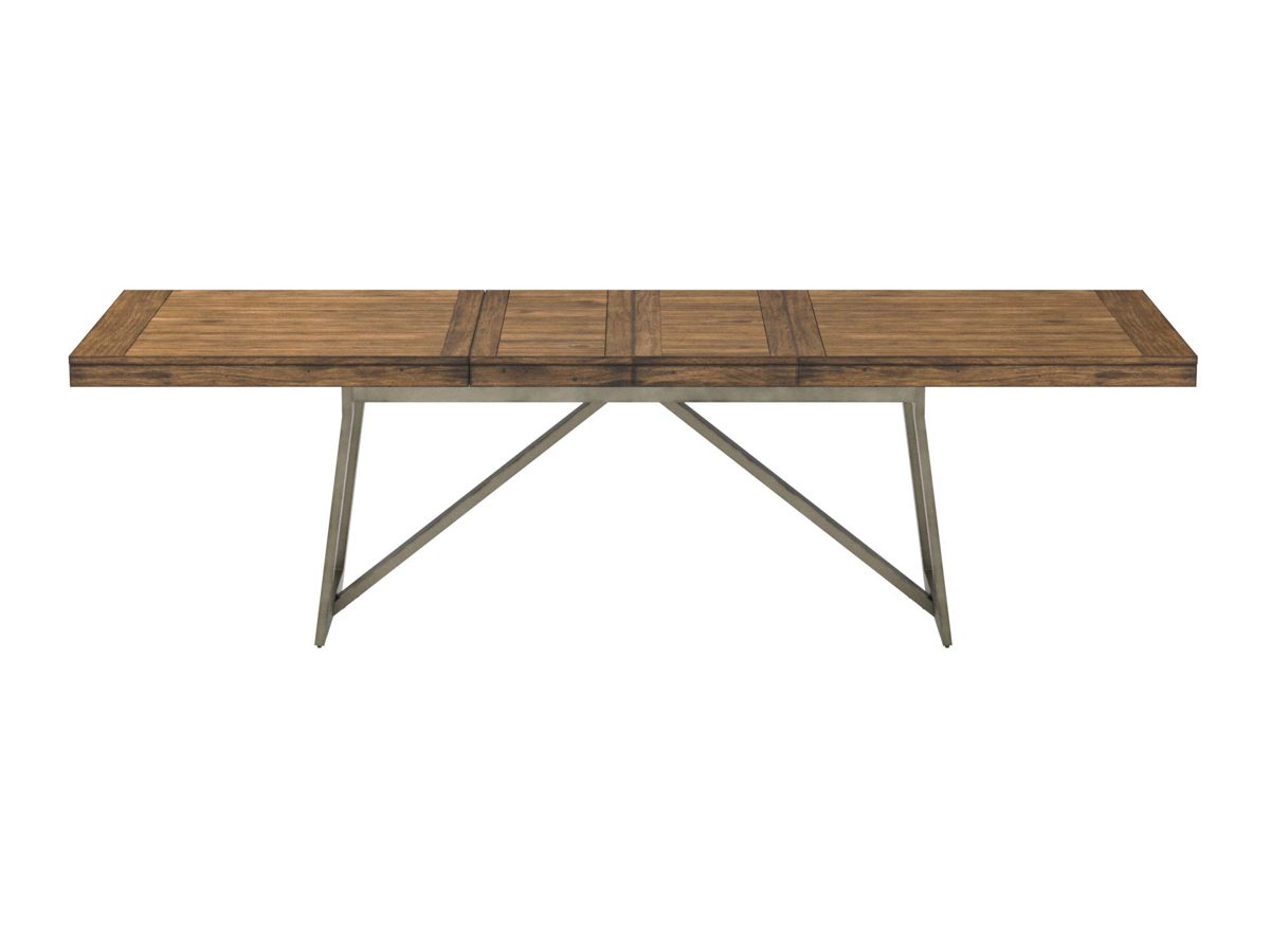 Amazon Brand – Stone & Beam Hughes Casual Wood and Metal Extendable Dining Table, 74-104"L, Brown