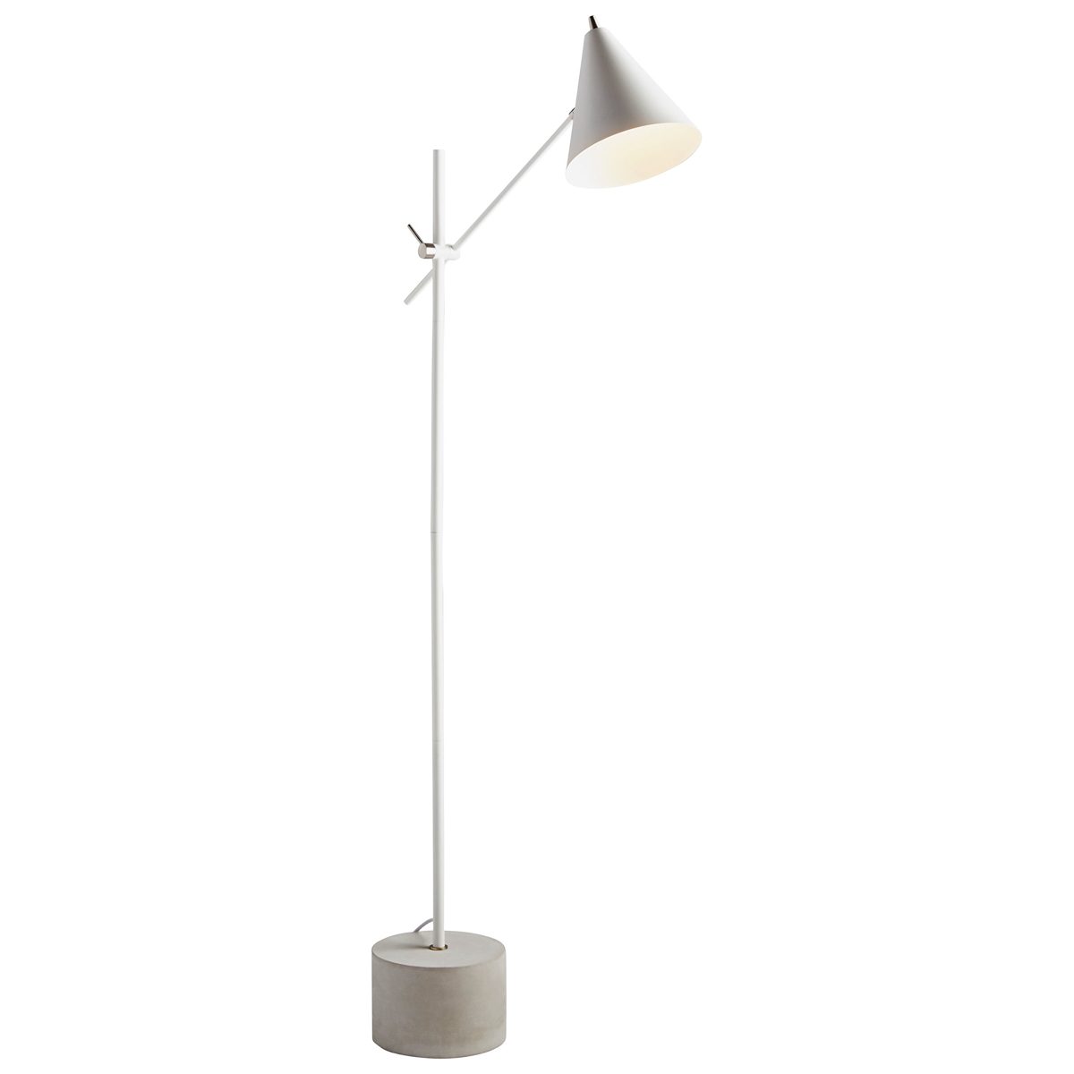Amazon Brand – Rivet Mid-Century Modern Concrete Task Floor Lamp With Light Bulb - 57 Inches, Matte White