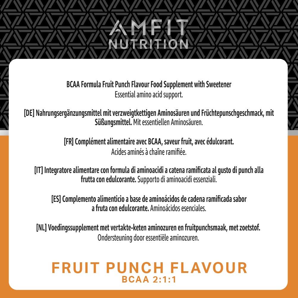 Amazon Brand - Amfit Nutrition - BCAA 2:1:1 - Fruit Punch Flavour 300g, 30 servings